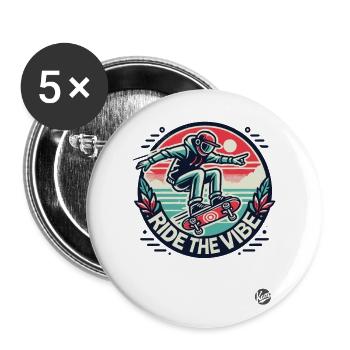 Cool vibe for skateboarding skateboarder - Buttons large 2.2''/56 mm (5-pack) - white - Front