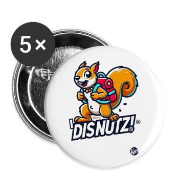 Das ist verrückt – Lustiges Wander-Eichhörnchen - Buttons groß 56 mm (5er Pack) - Weiß - Vorne
