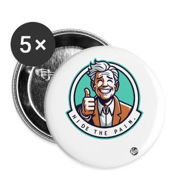 Daumen hoch und verberge den Schmerz - Buttons groß 56 mm (5er Pack) - Weiß - Vorne