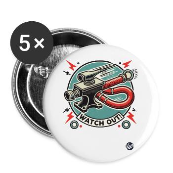 Retro cartoon, flying anvil and hammer - Buttons large 2.2''/56 mm (5-pack) - white - Front
