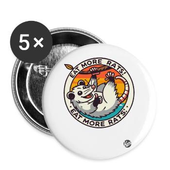 Esst mehr Ratten: Rat vom lustigen Opossum - Buttons groß 56 mm (5er Pack) - Weiß - Vorne