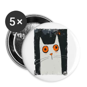 Die Kunst der Überraschung – Eine Katze - Buttons groß 56 mm (5er Pack) - Weiß - Vorne