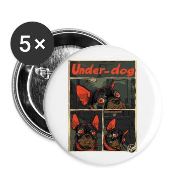 Le bouledogue français outsider - Lot de 5 grands badges (56 mm) - blanc - Devant