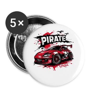 Chibi JDM Pirate Street Racer Car - Buttons large 2.2''/56 mm (5-pack) - white - Front