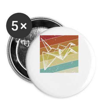 Retro Folding Owl Paper Crane Master Origami - Buttons large 2.2''/56 mm (5-pack) - white - Front