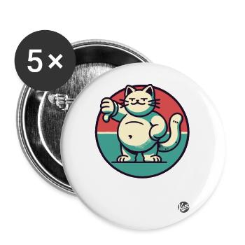 Gros chat avec les pouces vers le bas - Lot de 5 grands badges (56 mm) - blanc - Devant
