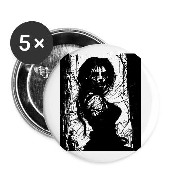 Sorcière noire - Sorcière mystérieuse au clair de lune - Lot de 5 grands badges (56 mm) - blanc - Devant