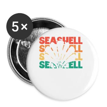 Retro Silhouette Sac à coquillages Bivalvia Seashell - Lot de 5 grands badges (56 mm) - blanc - Devant