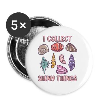 Je collectionne des choses brillantes Bivalvia coquillage coquillage - Lot de 5 grands badges (56 mm) - blanc - Devant