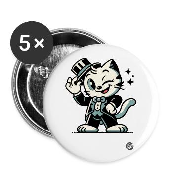Bonjour Bonjour, Chat de dessin animé rétro classique - Lot de 5 grands badges (56 mm) - blanc - Devant