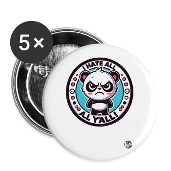 I hate you all, Angry Little Panda - Buttons large 2.2''/56 mm (5-pack) - white - Front
