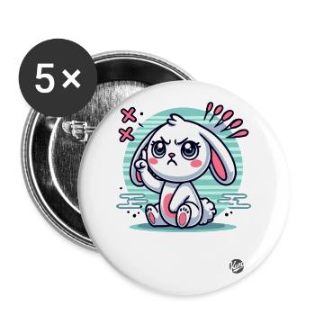 Süßer weißer Hase zeigt mit dem Finger - Buttons groß 56 mm (5er Pack) - Weiß - Vorne