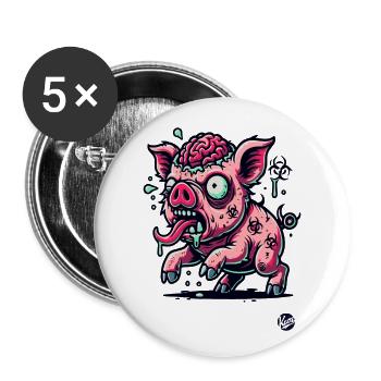 Rotten Brain - Drôle de cochon zombie - Lot de 5 grands badges (56 mm) - blanc - Devant