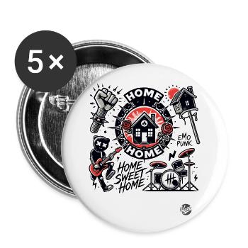 Home sweet home for anarchy emo punks - Buttons large 2.2''/56 mm (5-pack) - white - Front