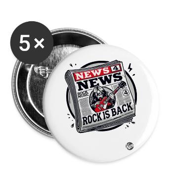 Fake Zeitung: Rock-Musik ist zurück - Buttons groß 56 mm (5er Pack) - Weiß - Vorne