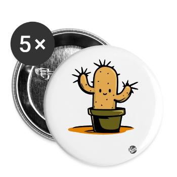 Der freundliche Kaktus Design - Buttons groß 56 mm (5er Pack) - Weiß - Vorne