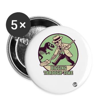 Design rétro vintage : l’archéologie à travers le temps - Lot de 5 grands badges (56 mm) - blanc - Devant