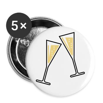 2 Glasses Of Sparkling Wine (Funnel / Closed / 2C) - Buttons large 2.2''/56 mm (5-pack) - white - Front