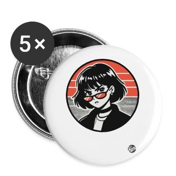 This girl means trouble - Buttons large 2.2''/56 mm (5-pack) - white - Front