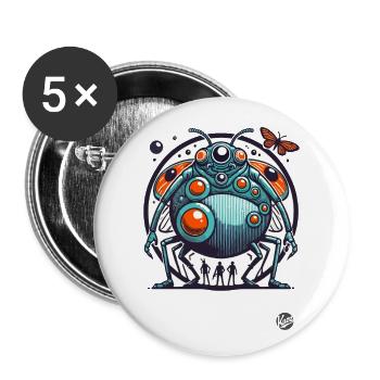 King of Insects - Buttons large 2.2''/56 mm (5-pack) - white - Front