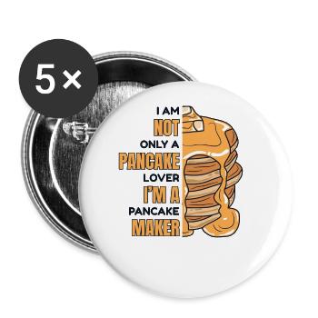 Pancake Lover Maker Recipes Flapjack Lover - Buttons large 2.2''/56 mm (5-pack) - white - Front