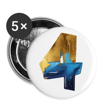 NON. 4 NUMÉRO 4 4E ANNIVERSAIRE COOL - Lot de 5 grands badges (56 mm) - blanc - Devant