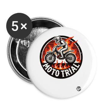 Motocross Moto Trial in der Hölle - Buttons groß 56 mm (5er Pack) - Weiß - Vorne