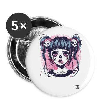 Funny Goth Girl - Buttons large 2.2''/56 mm (5-pack) - white - Front