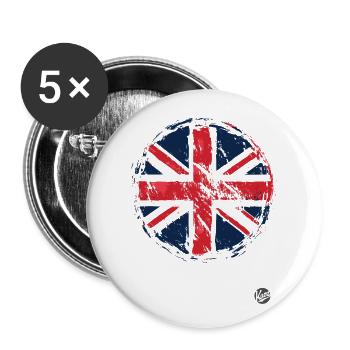 Union Jack Flag Great Britain - Buttons large 2.2''/56 mm (5-pack) - white - Front