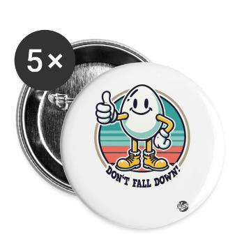 Thumbs up retro egg – Don't fall! - Buttons large 2.2''/56 mm (5-pack) - white - Front