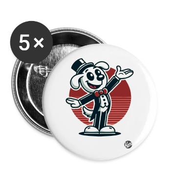 Retro cartoon dog as director and entertainer - Buttons large 2.2''/56 mm (5-pack) - white - Front