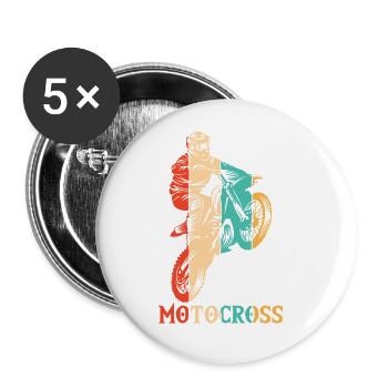 Retro Racing Supermotard Moto Motards Motocross - Lot de 5 grands badges (56 mm) - blanc - Devant