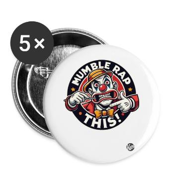 Mumble Rap Clown - Lot de 5 grands badges (56 mm) - blanc - Devant
