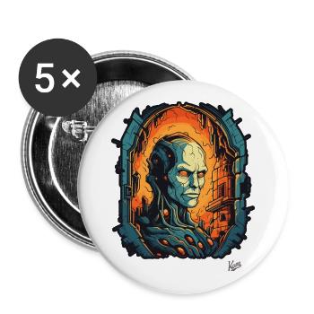 Cyborg-Technologie-Kerker - Buttons groß 56 mm (5er Pack) - Weiß - Vorne