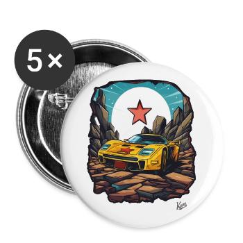 Super Traum-Sportwagen - Buttons groß 56 mm (5er Pack) - Weiß - Vorne