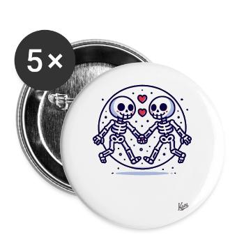 Two skeletons in love - Buttons large 2.2''/56 mm (5-pack) - white - Front