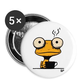Drôle de grenouille gecko café du lundi matin - Lot de 5 grands badges (56 mm) - blanc - Devant