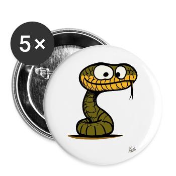 Stupid looking funny snake - Buttons large 2.2''/56 mm (5-pack) - white - Front