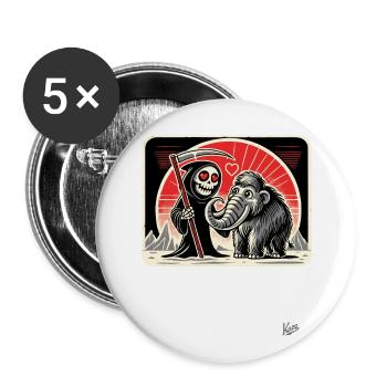 Faucheuse avec un amour pour les mammouths mignons - Lot de 5 grands badges (56 mm) - blanc - Devant