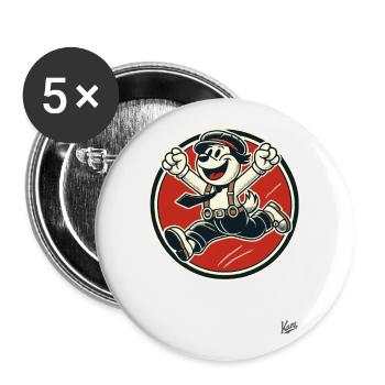 Fröhlicher Retro-Hunde-Junge - Buttons groß 56 mm (5er Pack) - Weiß - Vorne