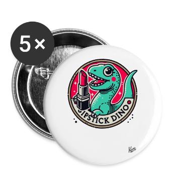 Rouge à lèvres Dino - Lot de 5 grands badges (56 mm) - blanc - Devant