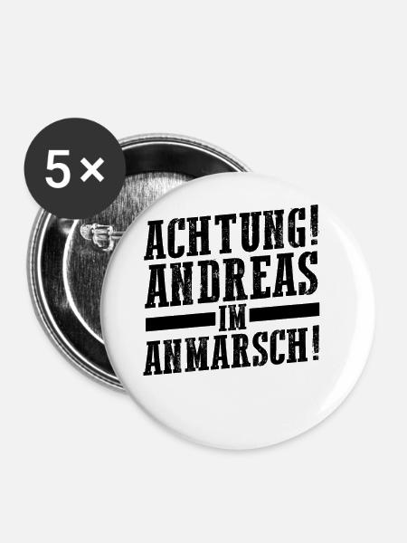 Vorname Andreas - Buttons groß 56 mm (5er Pack) - Weiß