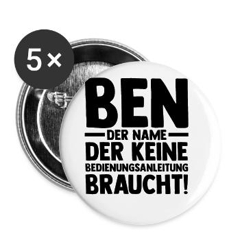 First name Ben - Buttons large 2.2''/56 mm (5-pack) - white - Front