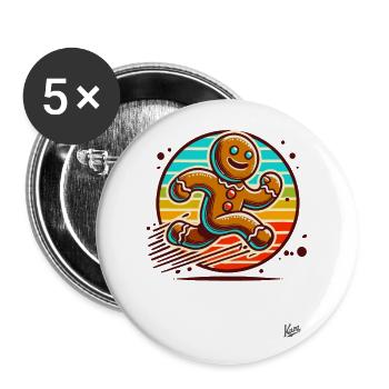 Lauf weg Lebkuchenmann - Buttons groß 56 mm (5er Pack) - Weiß - Vorne