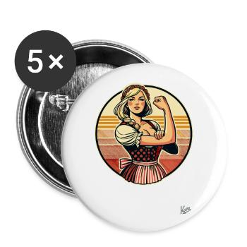 Super Strong Dirndl Maid - Buttons large 2.2''/56 mm (5-pack) - white - Front