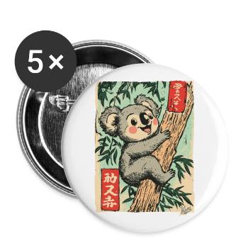 Retro Japanese Postcard with Koala - Buttons large 2.2''/56 mm (5-pack) - white - Front