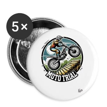 Moto Trial Motocross - Buttons groß 56 mm (5er Pack) - Weiß - Vorne
