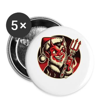 Petit Père Noël Satan Claus - Lot de 5 grands badges (56 mm) - blanc - Devant