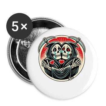 Grim Reaper twins crying and hugging each other - Buttons large 2.2''/56 mm (5-pack) - white - Front