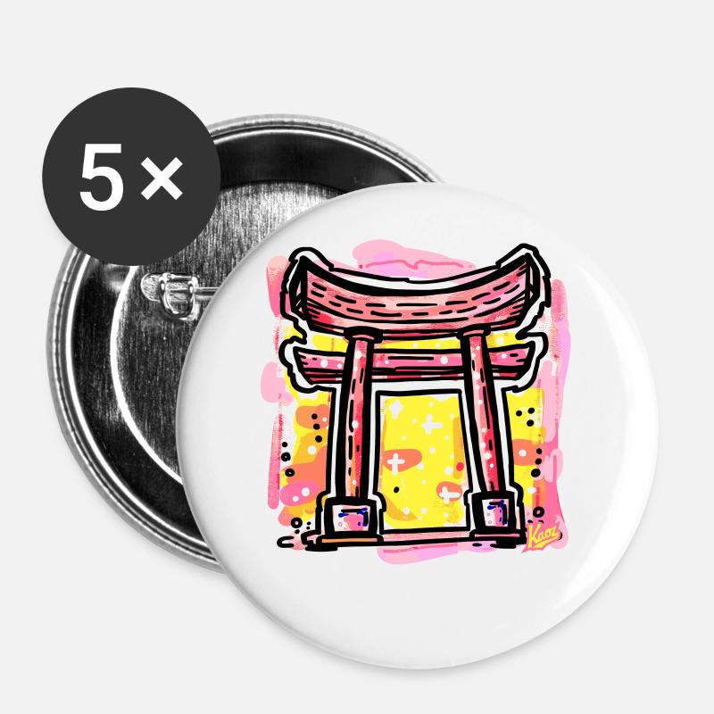 Japanese Tori Gate - Buttons large 2.2''/56 mm (5-pack) - white